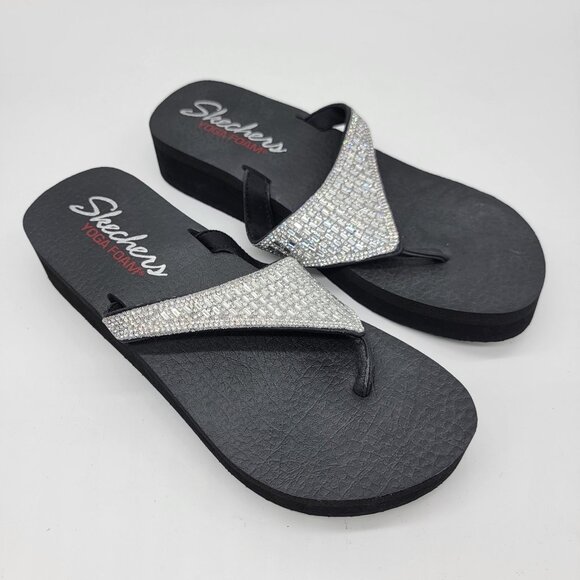 Skechers Rhinestone Sparkle Yoga Foam Flip Flop Women’s 10 - Picture 1 of 6